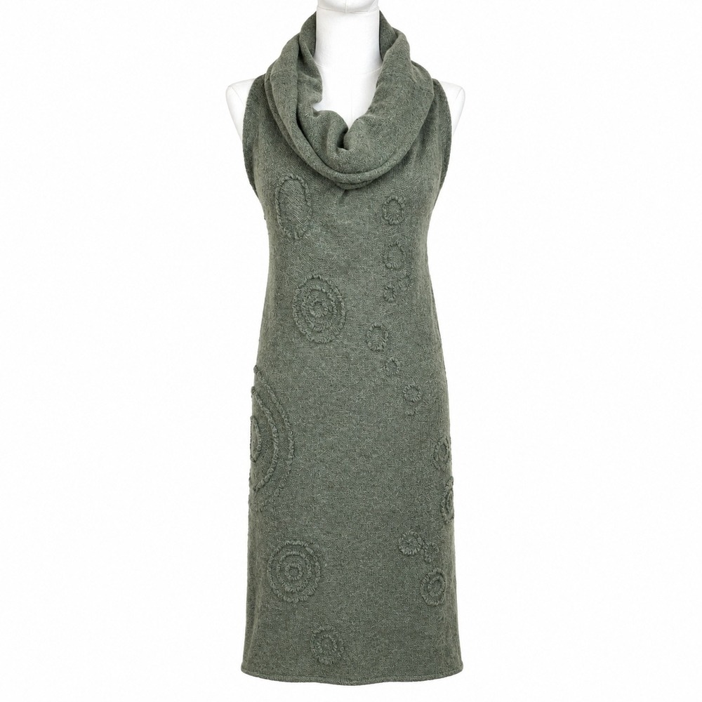 Sarah Pacini Sweater Dress Sz M Italy Merino Wool Cowl Midi Luxury Sleeveless